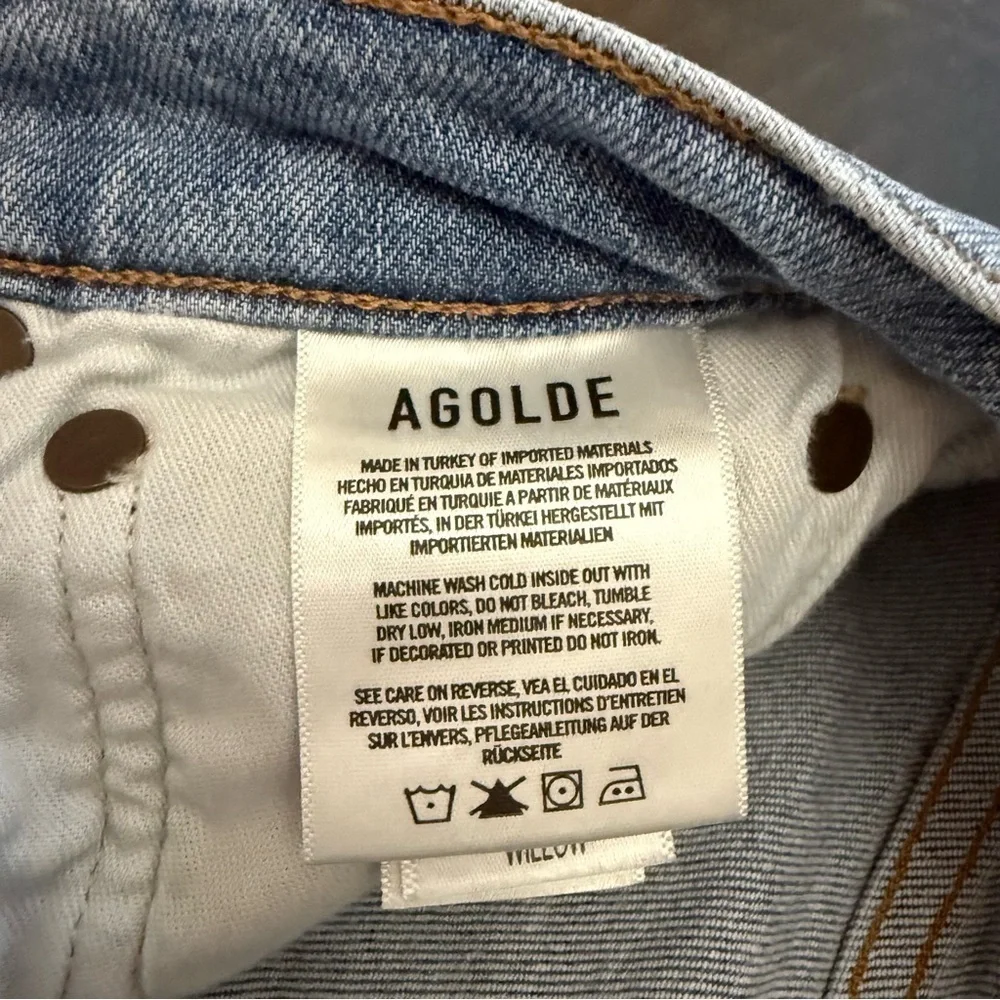 Agolde Women's 28 Willow Mid Rise Slim Crop Jean Denim Classic Straight Stretch